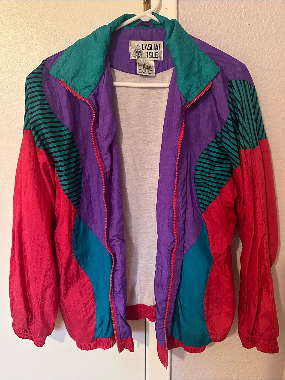 Vintage 1980’s Colorblock Windbreaker Jacket - Pink/Teal/Purple